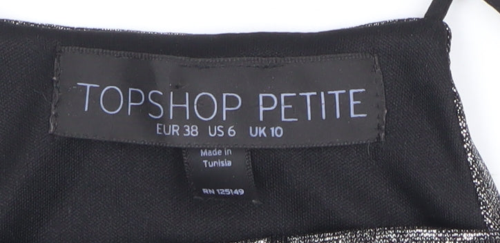 Topshop Petite Silver Metallic Halter Camisole Top UK 10 Womens Party