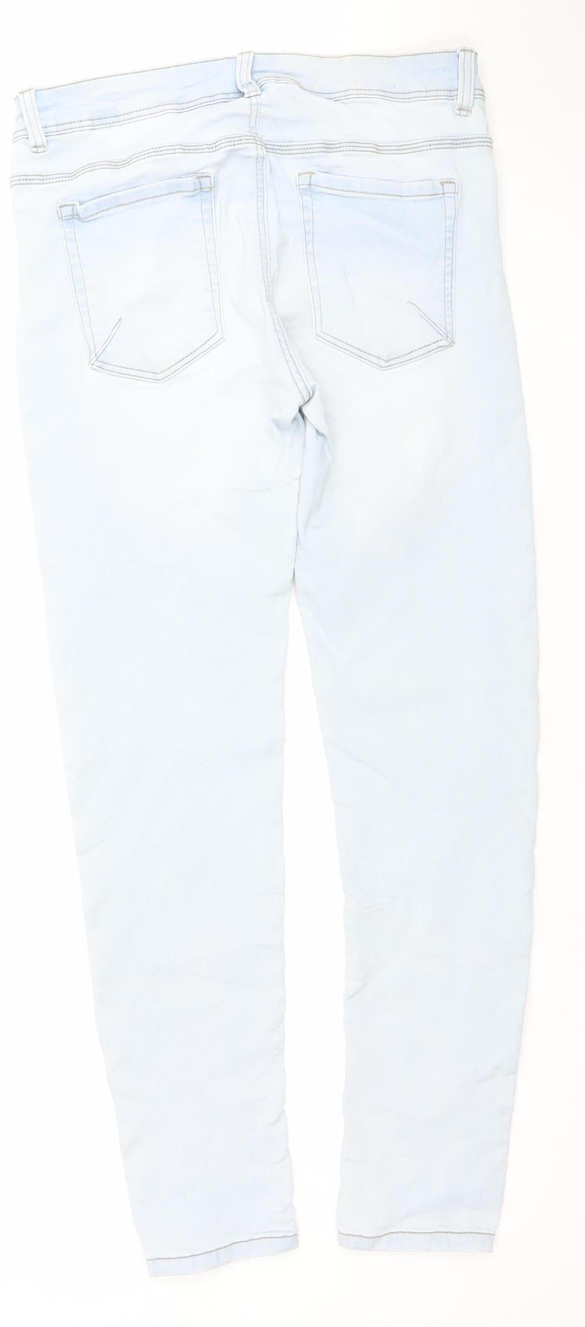 Everme Women’s Light Blue Skinny Jeans UK 16 Mid Rise Stretch Denim