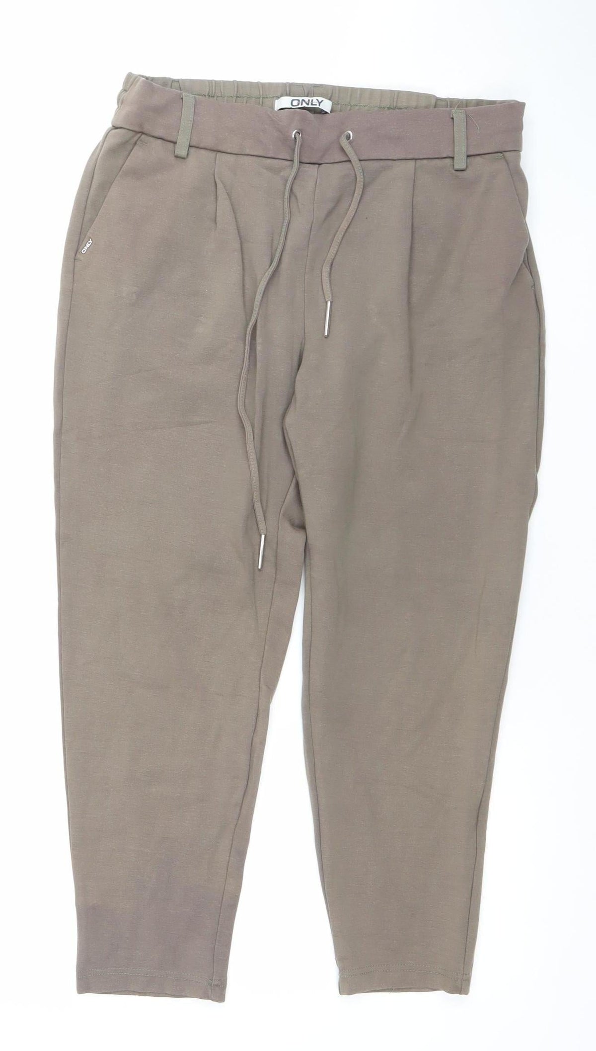 ONLY Women's Brown Jogger Trousers M Elastic Waist Casual