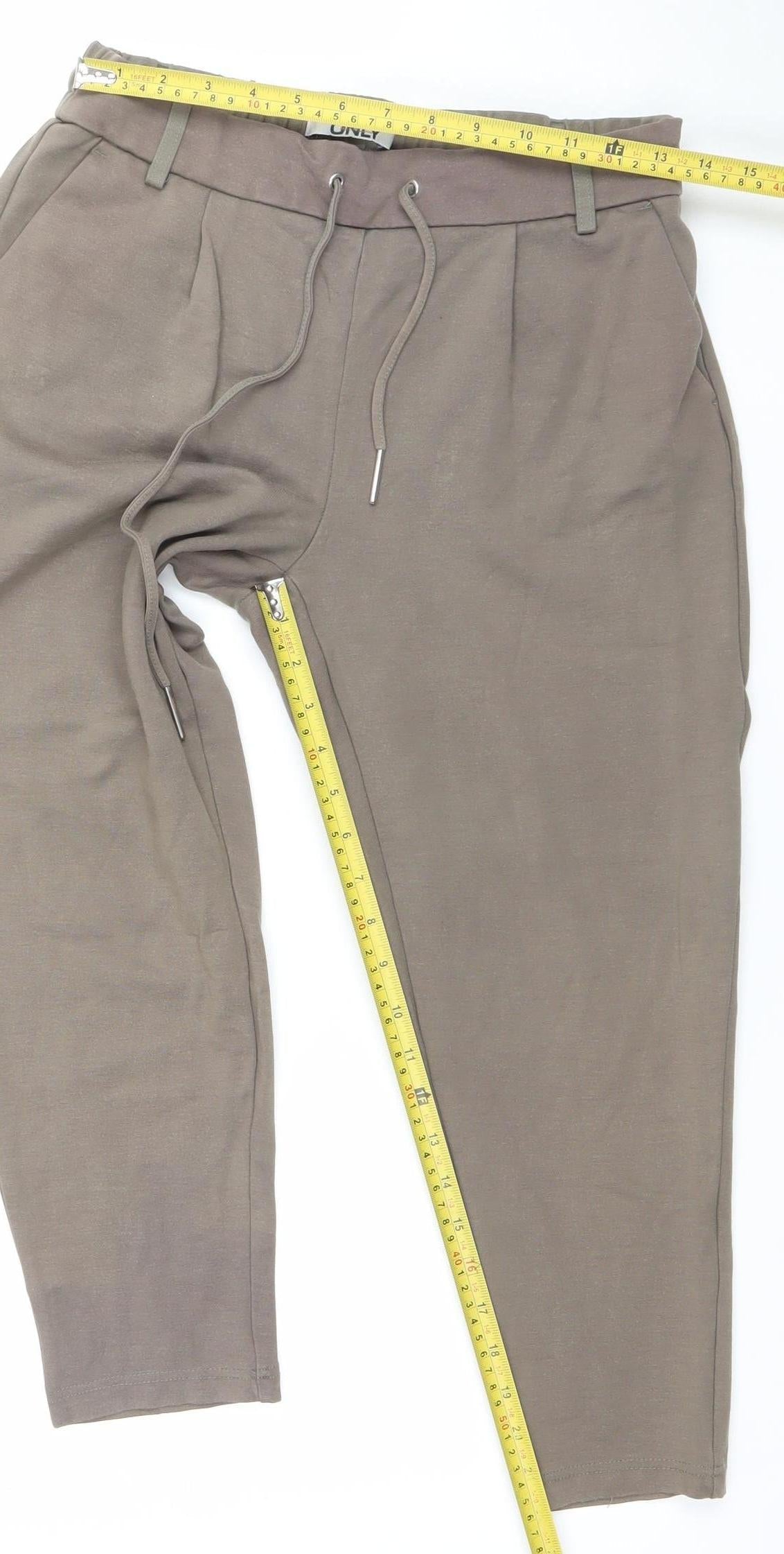 ONLY Women's Brown Jogger Trousers M Elastic Waist Casual