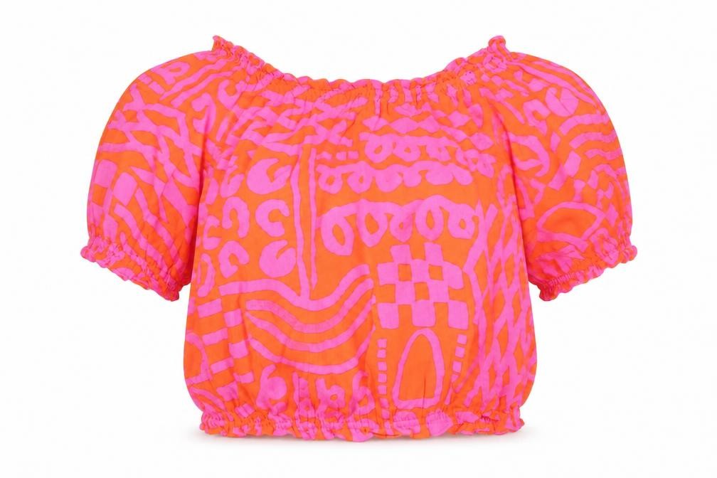 Gorman Womens Multicoloured Size 16 Cropped Off-Shoulder Blouse