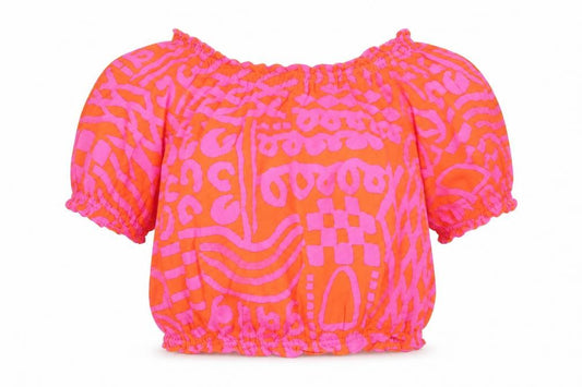 Gorman Womens Multicoloured Size 16 Cropped Off-Shoulder Blouse