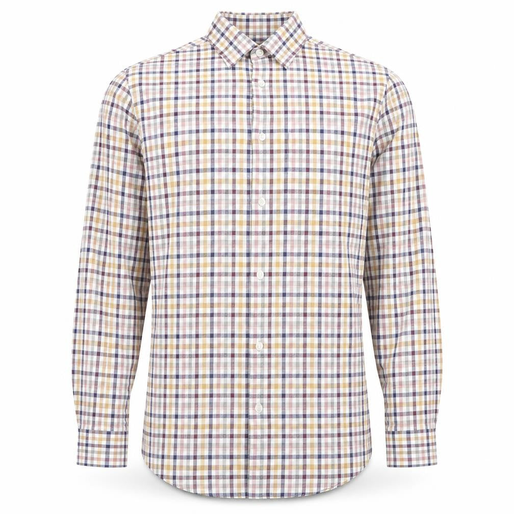 Marks & Spencer Men's Multicoloured Check Cotton Shirt 14.5in Regular Fit