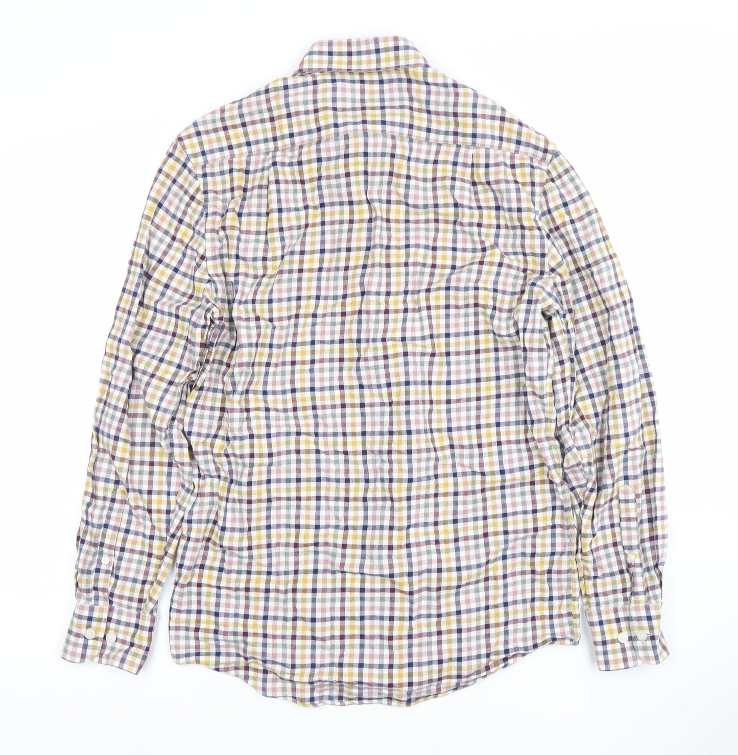Marks and Spencer Men's Multicoloured Check Cotton Shirt 14.5in Regular Fit