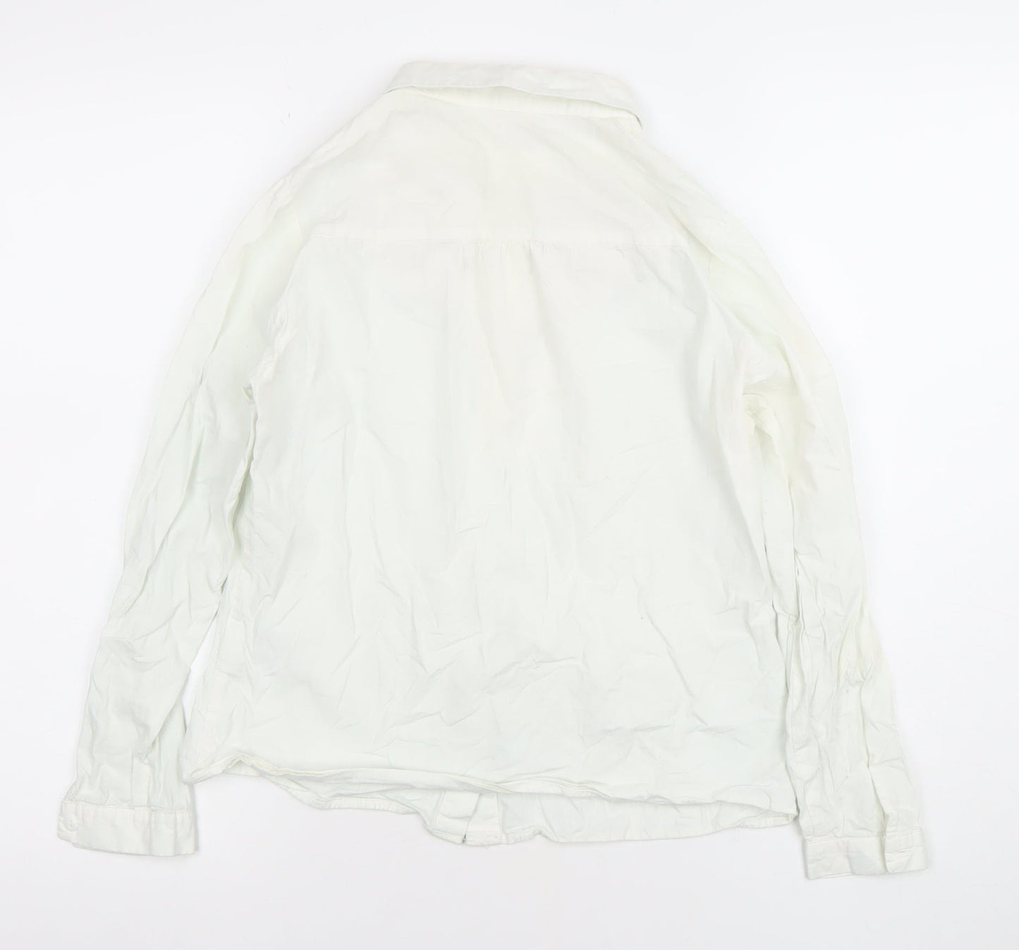 SLLSKY Womens White Embroidered Cotton Button-Up Shirt XS