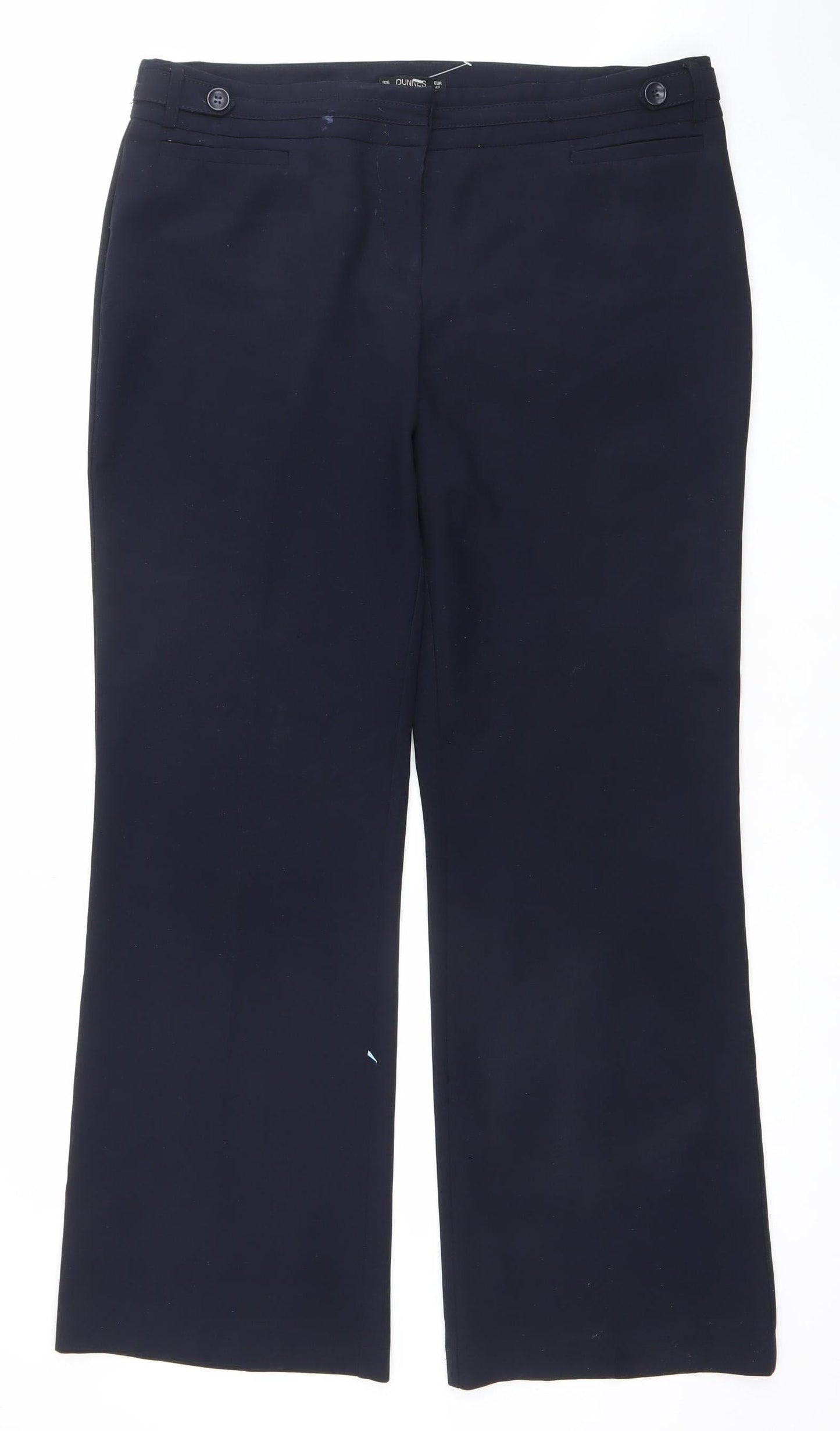 Dunnes Women Navy Blue Size 14 Polyester Straight Leg Trousers
