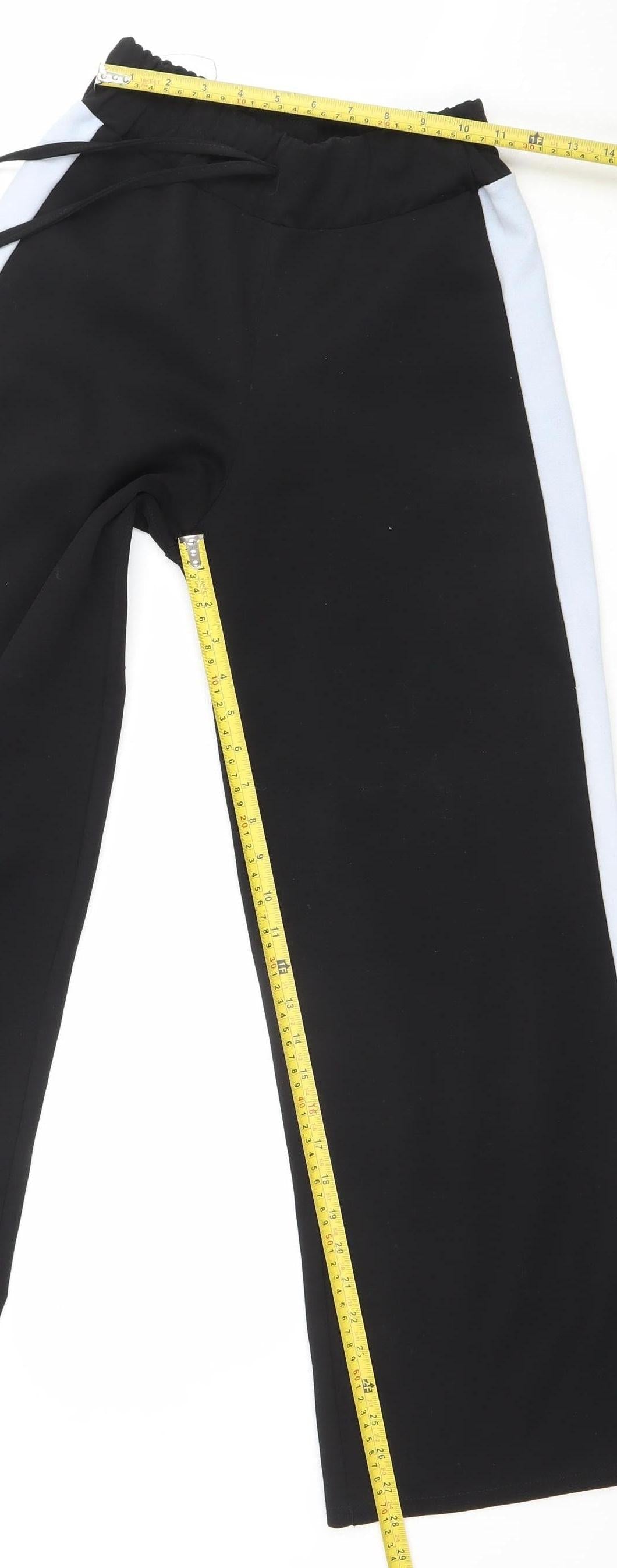 Misspap Women's Black Jogger Trousers Size 8 Elastic Waist Polyester Blend