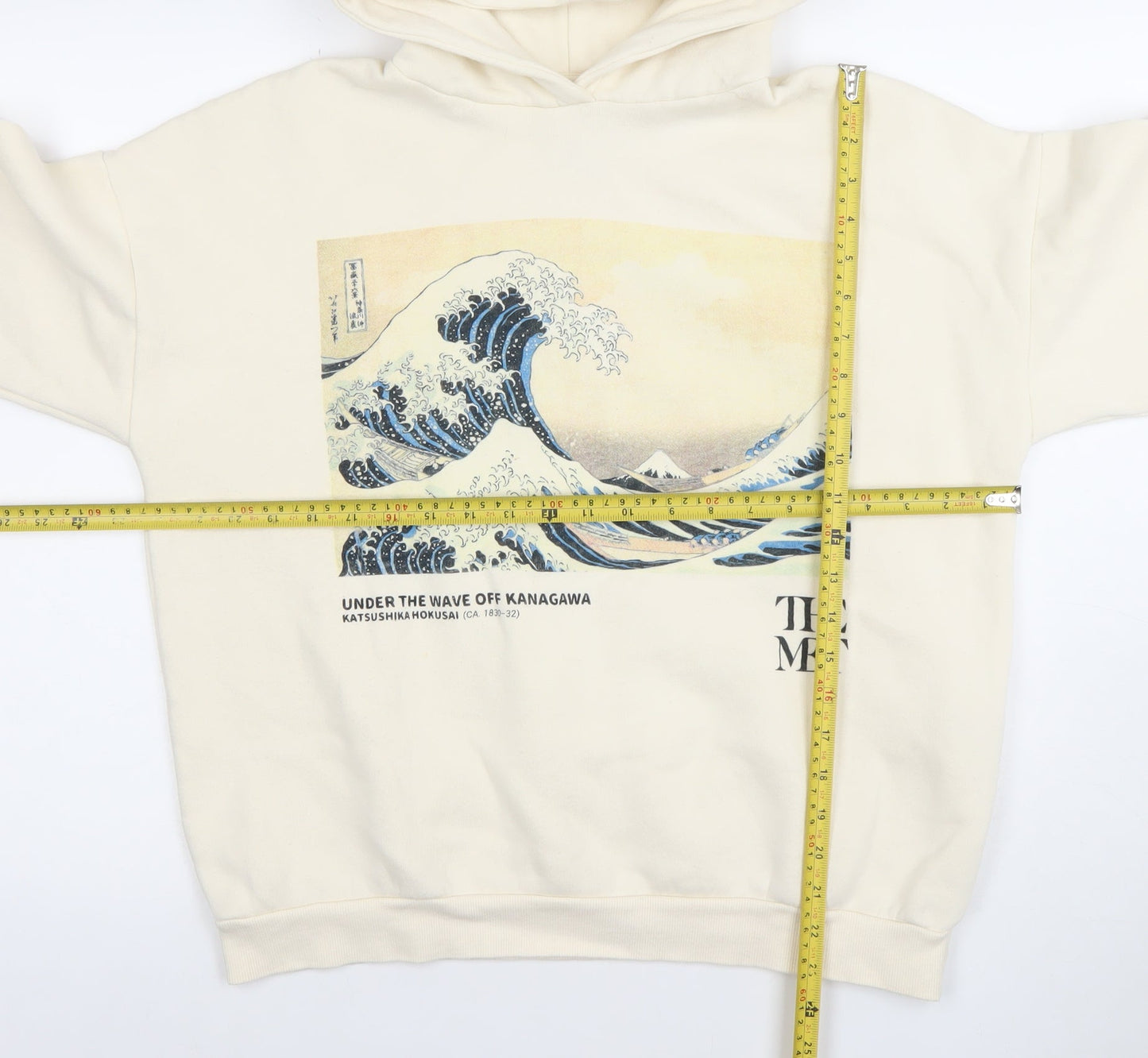 Pull & Bear Women Ivory Hoodie The Met Wave Print Size S