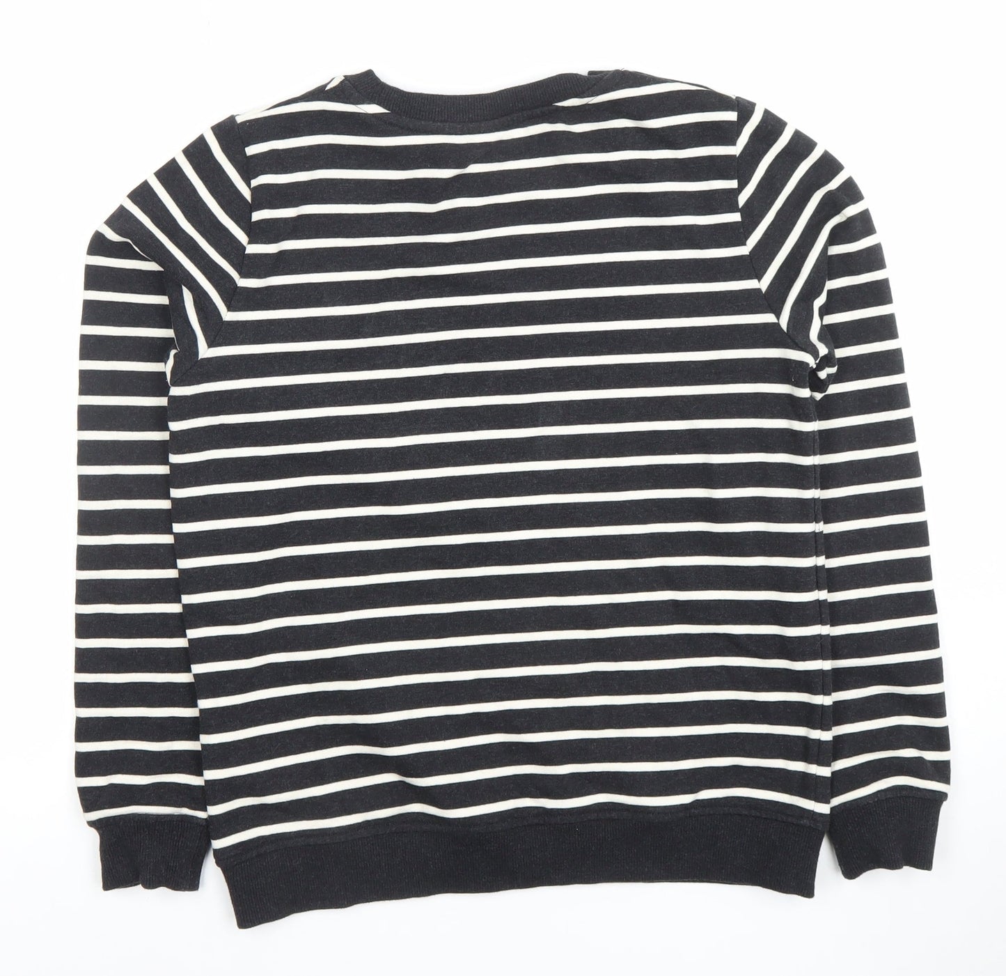 ICHI Womens Black White Striped Cotton Blend Pullover Sweatshirt Size S