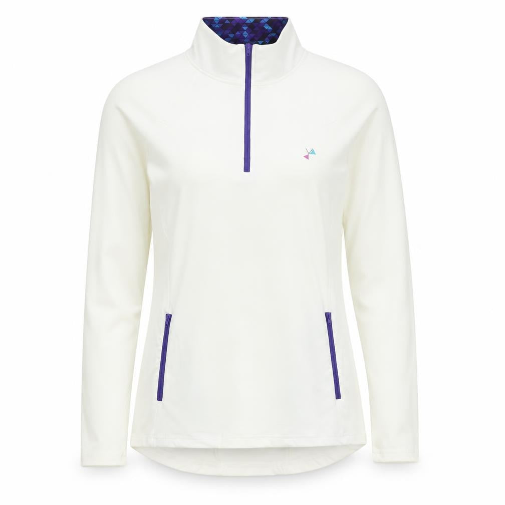I-SPY Womens Ivory 1/4 Zip Long Sleeve Pullover Sweatshirt Size 10