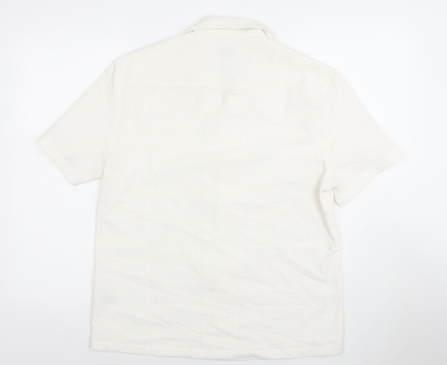River Island Men's Ivory Short Sleeve Button-Up Shirt Size S