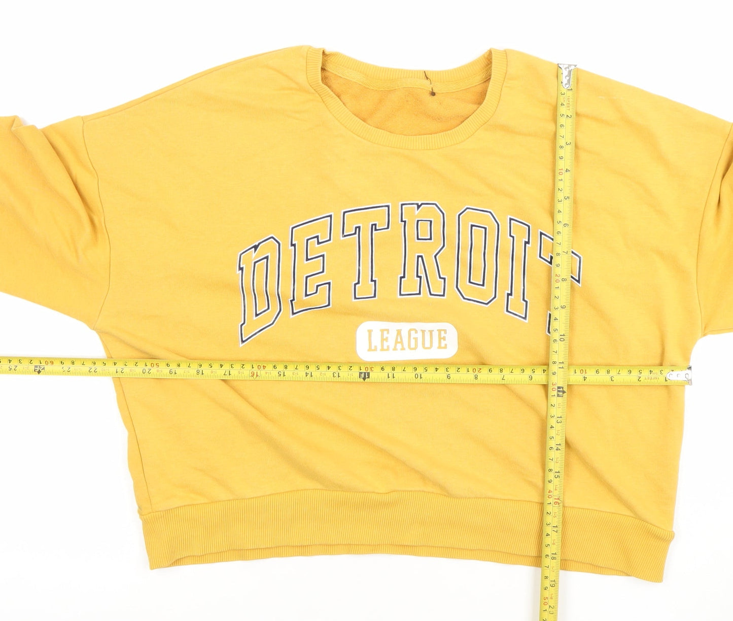 New Look Womens Yellow Detroit League Cotton Sweatshirt UK 12