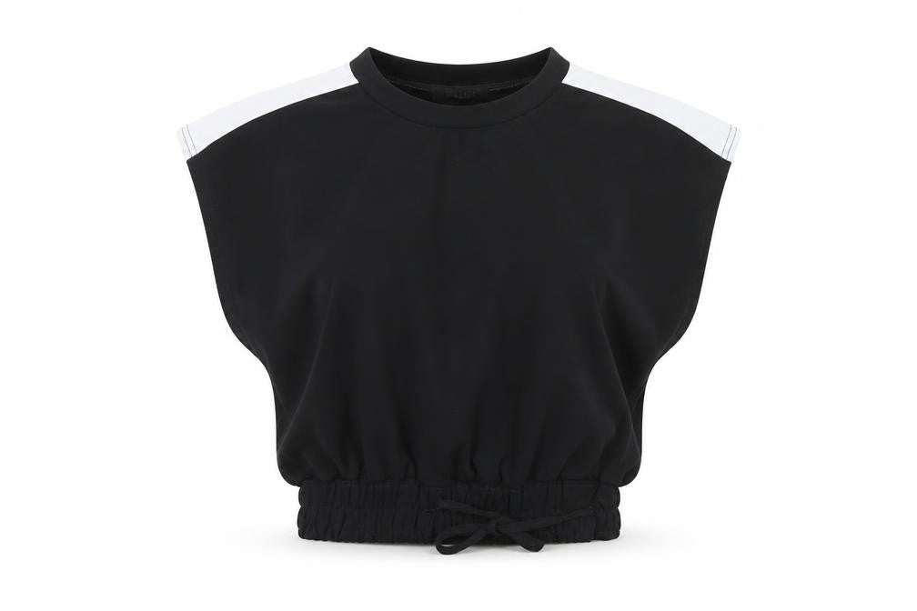 Misspap Women's Black Cropped Relaxed Jersey T-Shirt UK 8