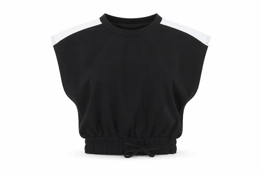 Misspap Women's Black Cropped Relaxed Jersey T-Shirt UK 8