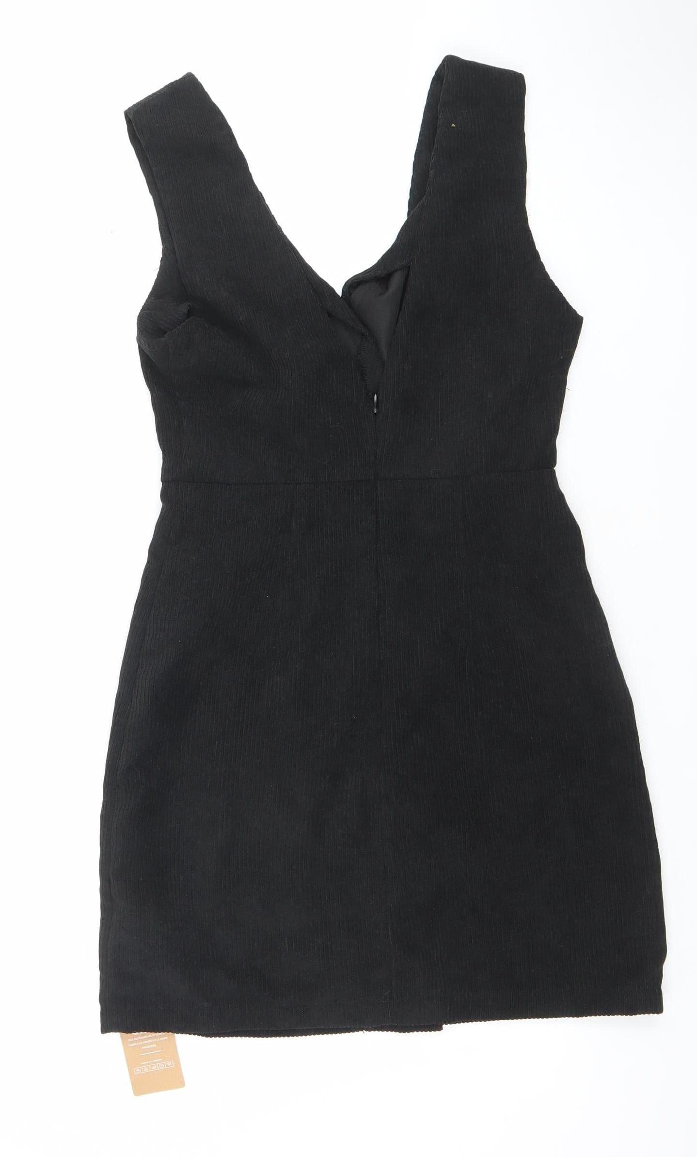 SHEIN Women’s Black Corduroy Pinafore Dress XS Sleeveless Button