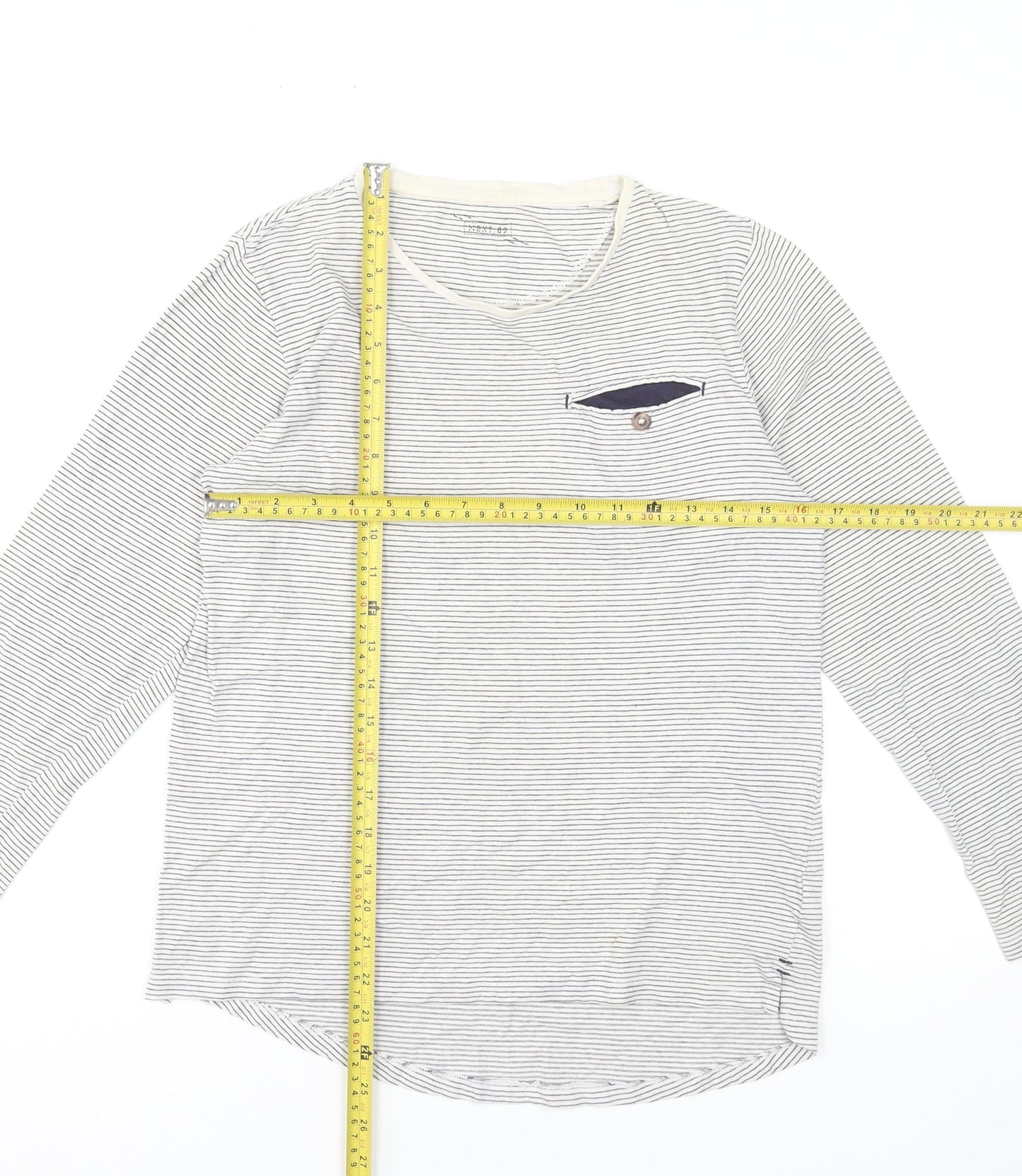 Next Boys White Striped Long Sleeve Cotton T-Shirt 12 Years
