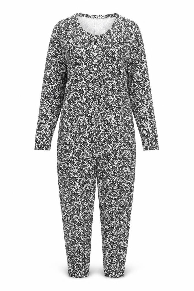 ProClimate Women's Black Floral Jersey One Piece Pyjama 18-20