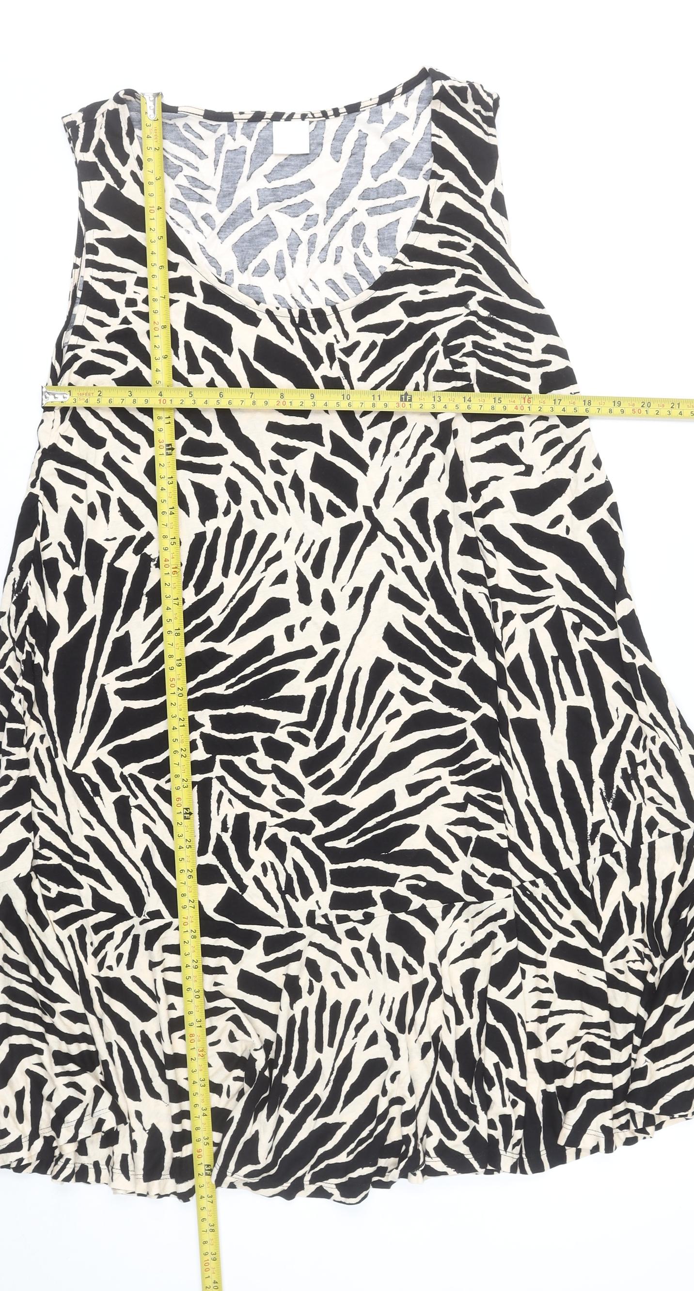 H&M Women’s Black Animal Print Sleeveless Viscose Shift Dress XL