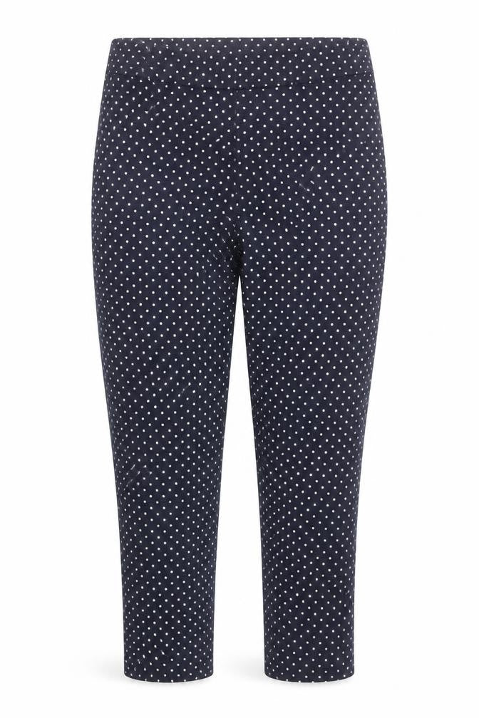 Savida Women's Navy Polka Dot Slim Trousers Size 10