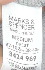Marks and Spencer Men's Grey Cotton Polo Shirt Size M Regular Fit