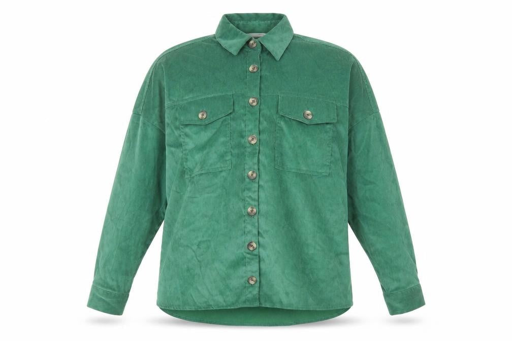 Stradivarius Womens Green Corduroy Button-Up Shirt XS