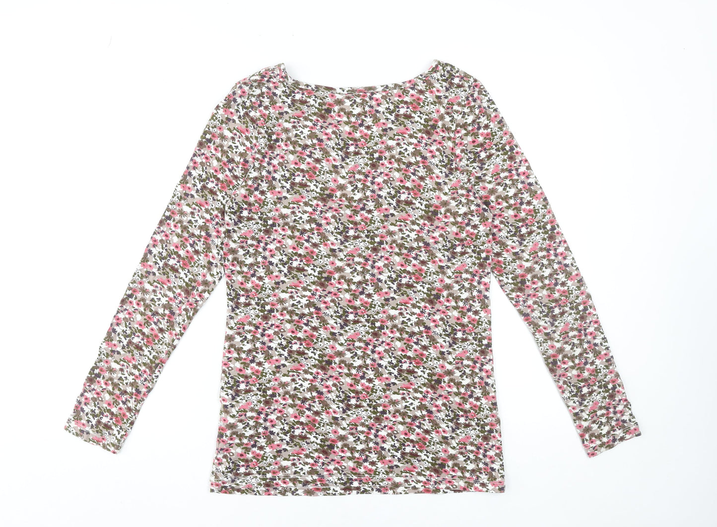 Cheer Womens Floral Jersey Henley Long Sleeve Blouse Size 14 Multicoloured