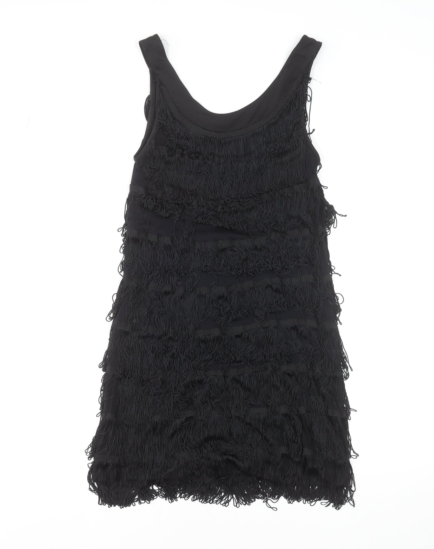 H&M Women’s Black Sleeveless Fringe Shift Dress Size S