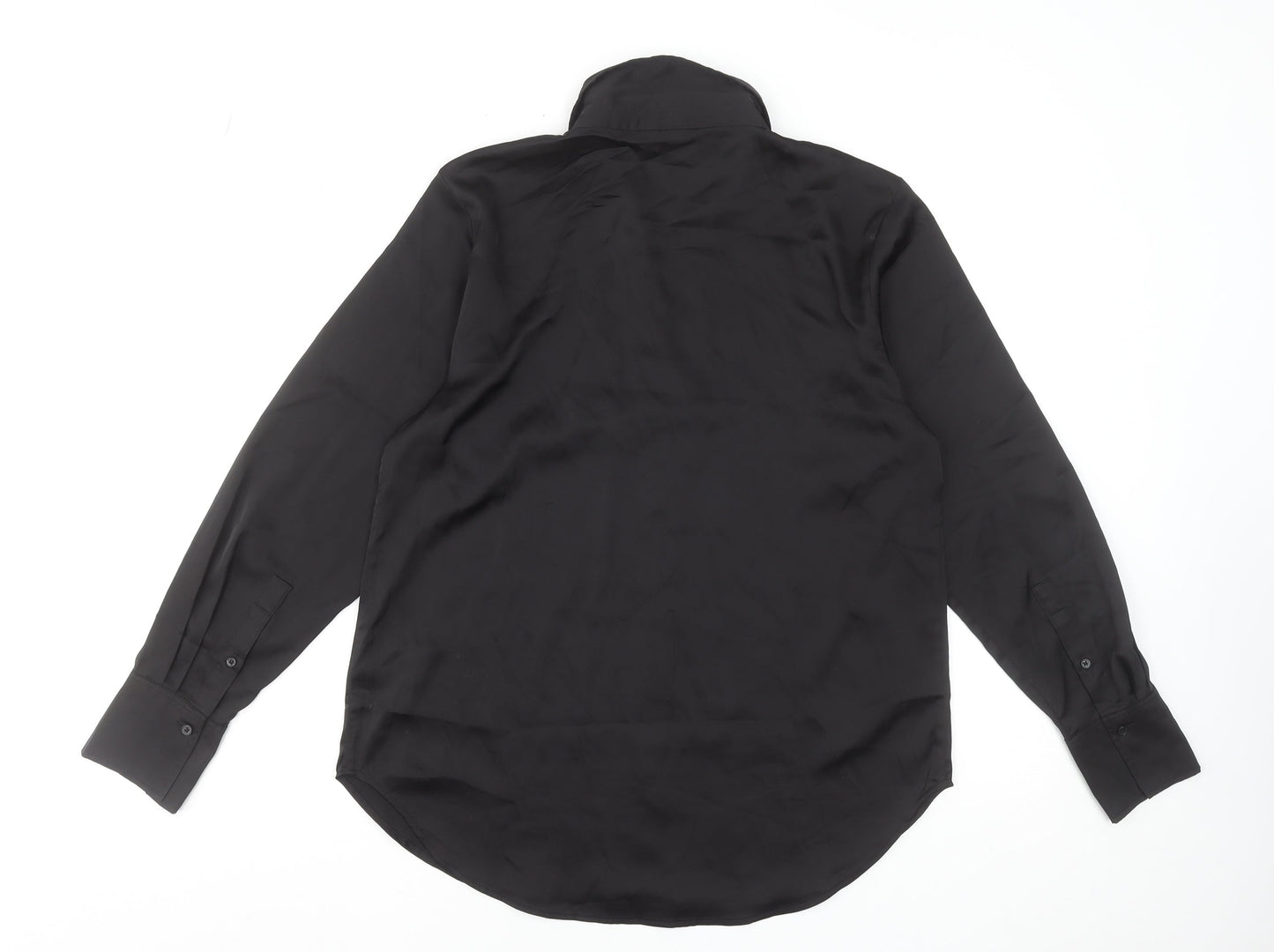 H&M Women's Black Long Sleeve Button-Up Shirt Size S Polyester Blend