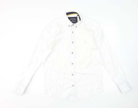 Mineral Men's White Regular Fit Long Sleeve Button-Down Formal Shirt M