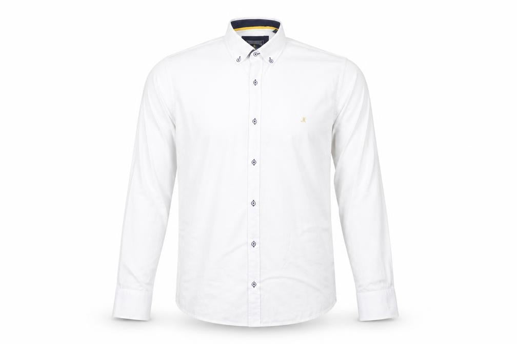 Mineral Men's White Regular Fit Long Sleeve Button-Down Formal Shirt M