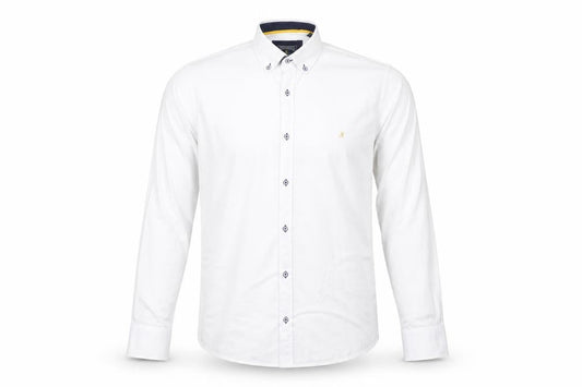 Mineral Men's White Regular Fit Long Sleeve Button-Down Formal Shirt M