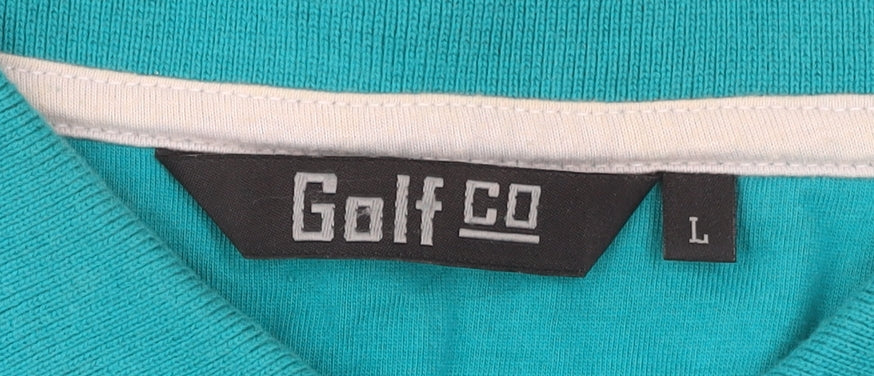 Golf Co Men's Blue Striped Cotton Polo Shirt Size L