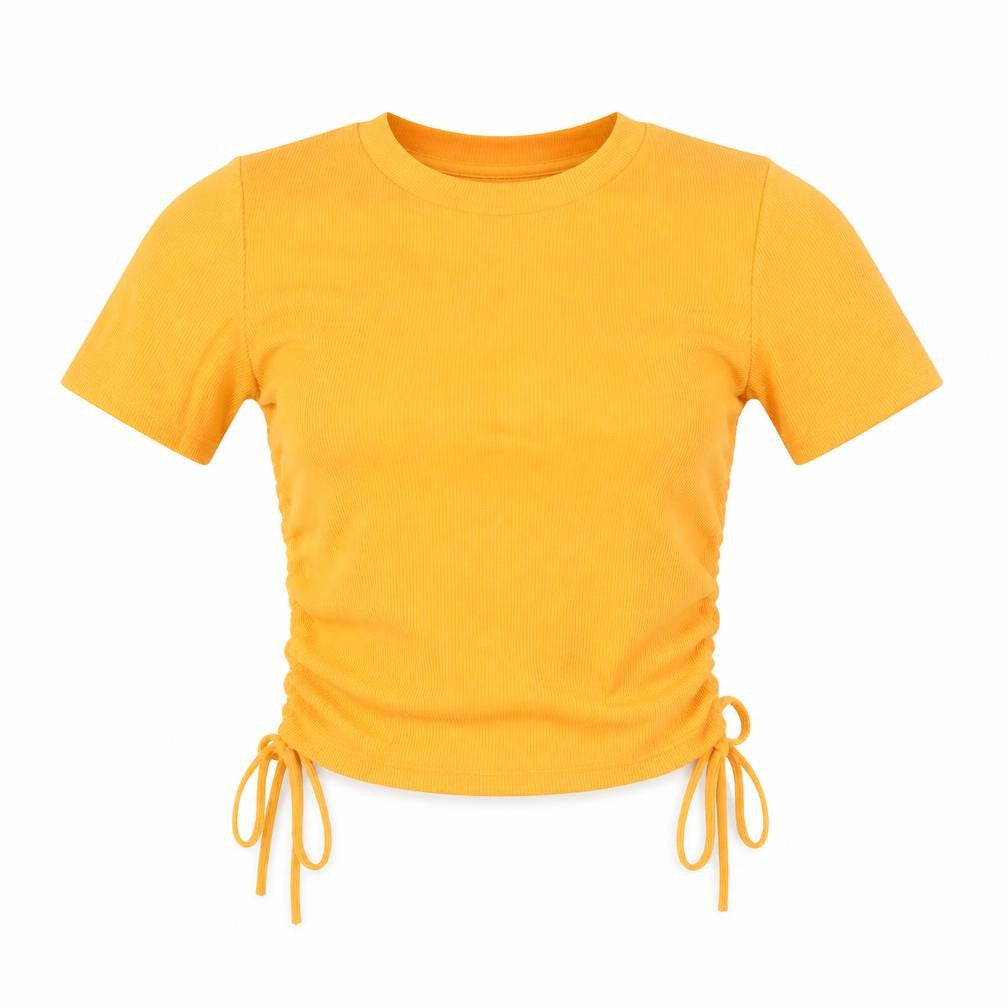 Zara Women’s Orange Cropped T-Shirt Size S Short Sleeve Drawstring