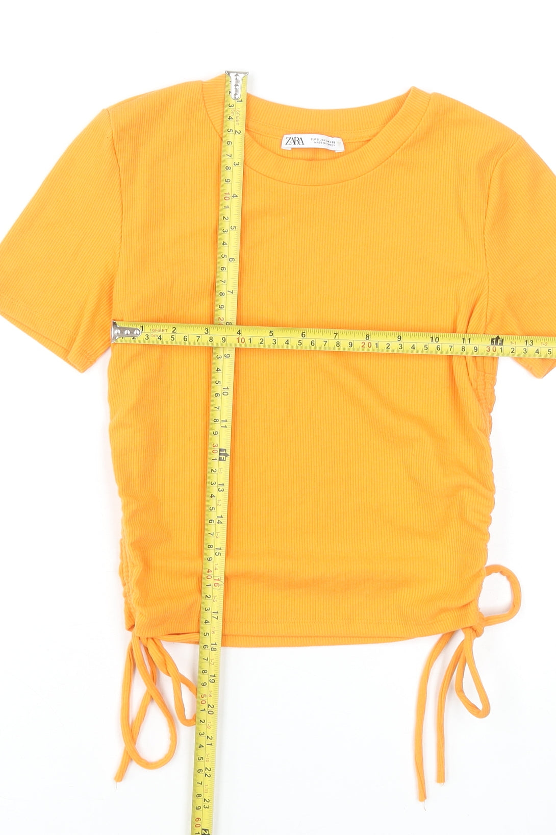 Zara Women’s Orange Cropped T-Shirt Size S Short Sleeve Drawstring