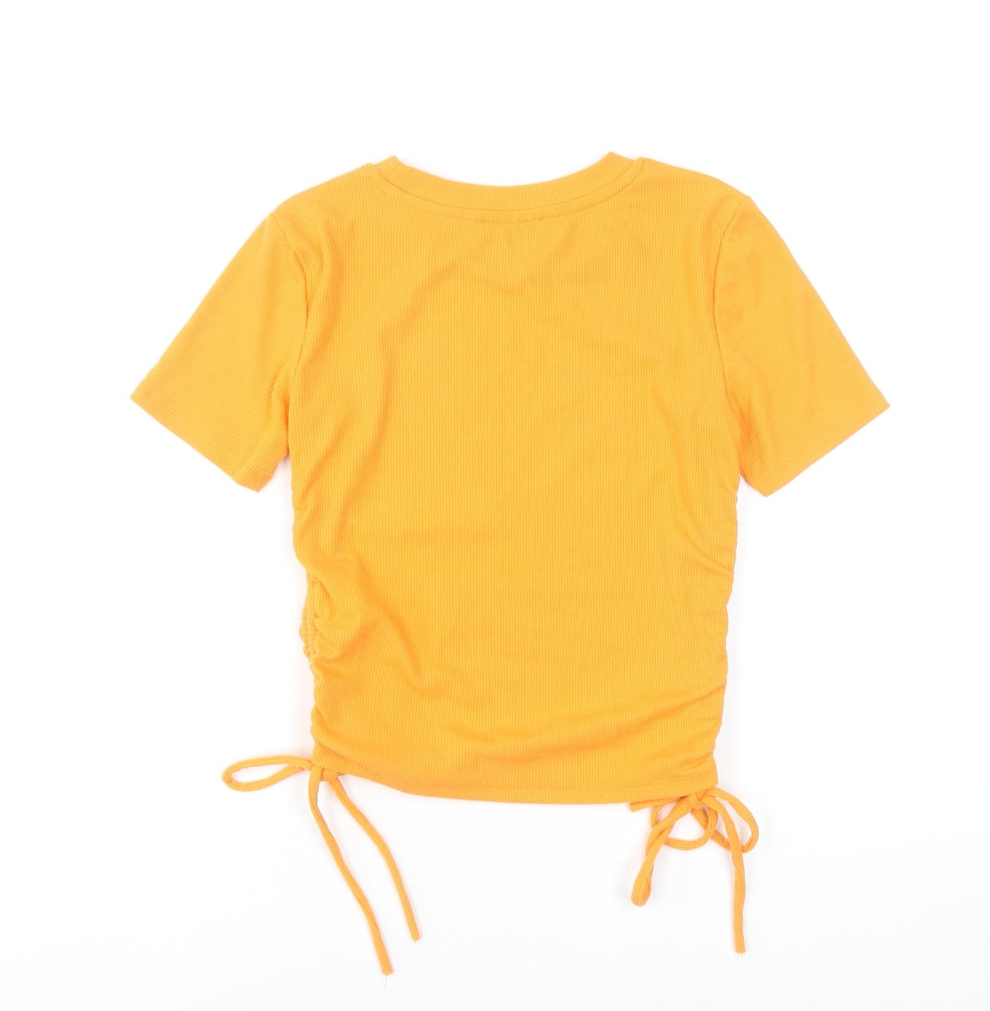 Zara Women’s Orange Cropped T-Shirt Size S Short Sleeve Drawstring