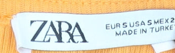 Zara Women’s Orange Cropped T-Shirt Size S Short Sleeve Drawstring