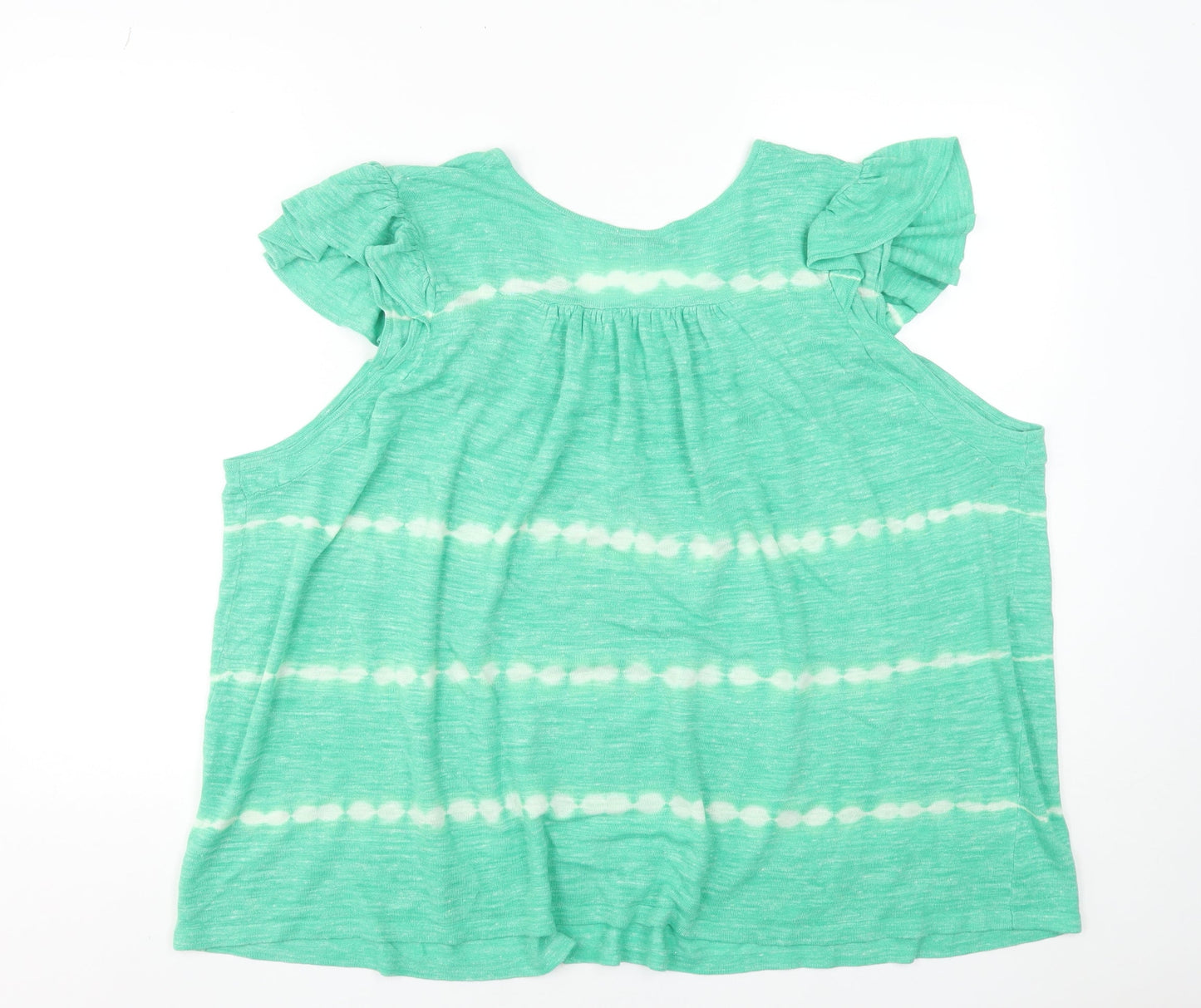 Next Women Green Sleeveless Tunic Blouse 2XL Ruffle V-Neck Summer Top