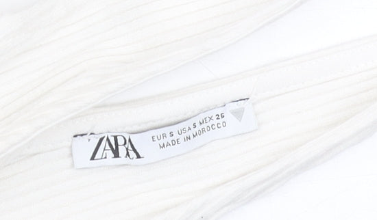 Zara Women’s Ivory Halter Ruched Ribbed Bodysuit Size S