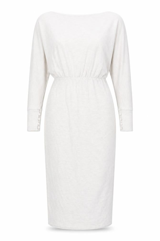 River Island Women’s Beige Midi Bodycon Dress Size 8 Long Sleeve