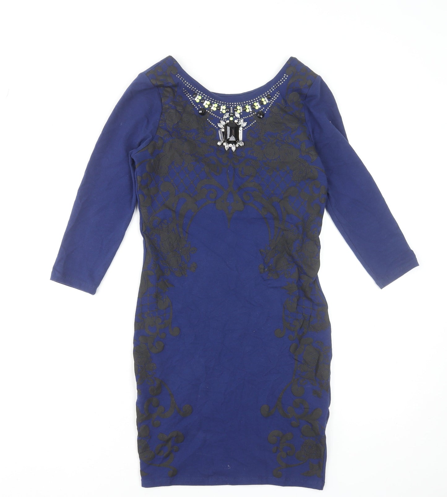 River Island Women’s Blue Bodycon Knee Length Dress Size 8