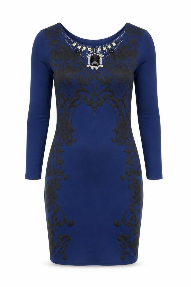 River Island Women’s Blue Bodycon Knee Length Dress Size 8