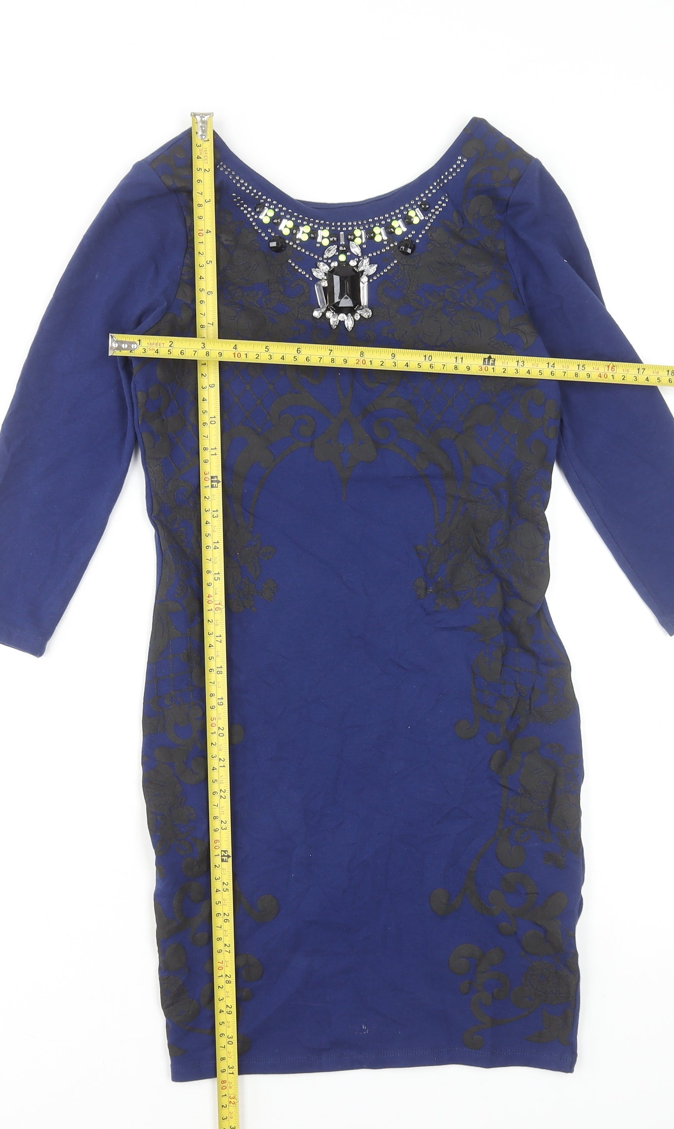 River Island Women’s Blue Bodycon Knee Length Dress Size 8