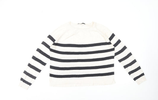 ZARA Women's Black & White Striped Pullover Jumper Size 12