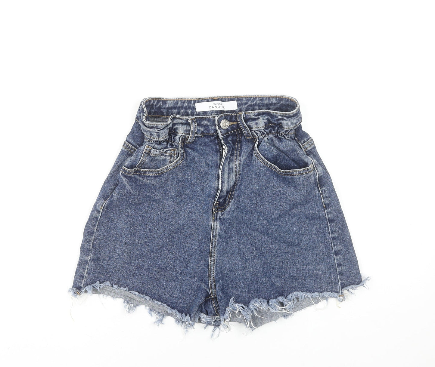 Candida Womens Blue Denim Cut-Off High Waist Shorts Size 12