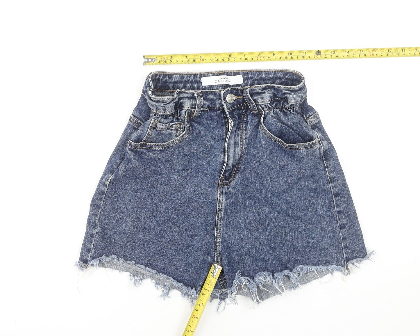 Candida Womens Blue Denim Cut-Off High Waist Shorts Size 12