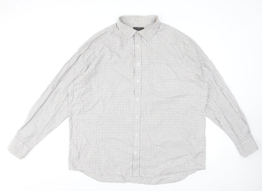 Marks and Spencer Men's Multicoloured Check Long Sleeve Cotton Dress Shirt 47cm Regular Fit