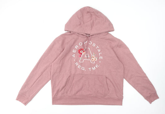 Aeropostale Women’s Pink Pullover Hoodie XL Embroidered Logo