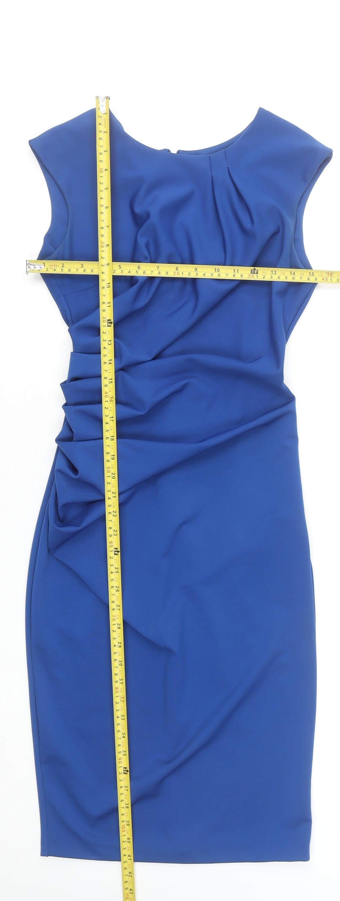 Rinascimento Women's Blue Bodycon Knee Length Sleeveless Dress S