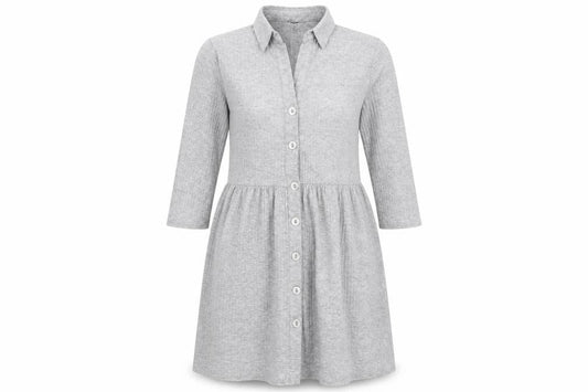 New Look Women Grey UK 12 Collared Button Shirt Dress