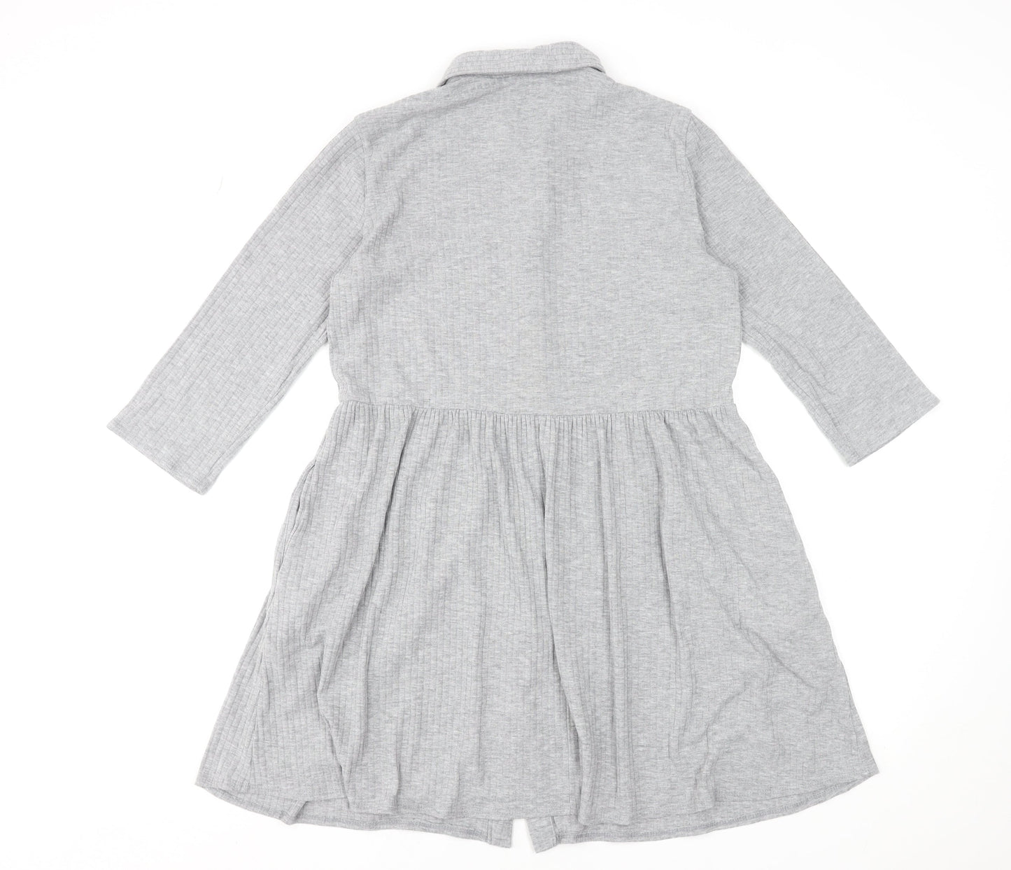 New Look Women Grey UK 12 Collared Button Shirt Dress
